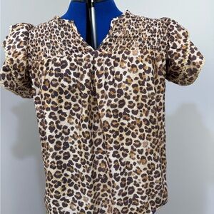 BiBi Leopard Print Blouse with Puff Sleeves